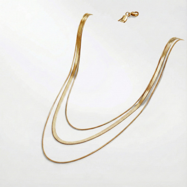 Antonie – Zlatna višeslojna ogrlica prozirne strukture